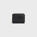 COMPACT ZIPPED WALLET CUIR TRIOMPHE IN SMOOTH CALFSKIN BLACK